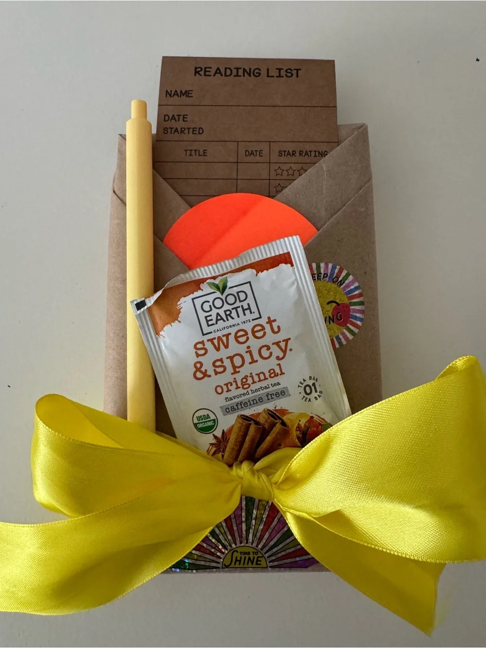 Blind Date with a Book Gift Wrapped with Yellow & Orange Accent